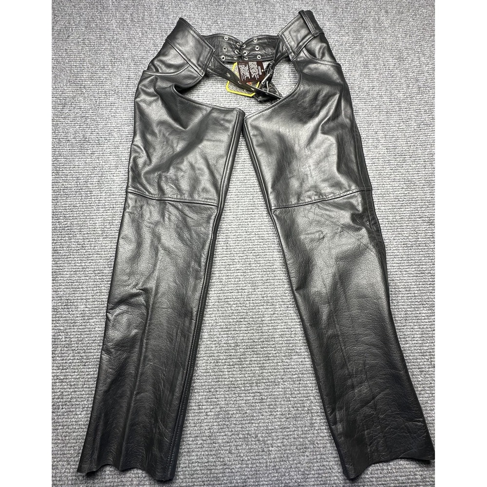 Unik‎ Leather Chaps Mens XL Motorcycle Biker Pants Genuine Leather Adjustable